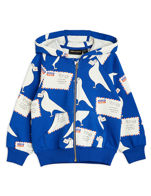 [MINI RODINI]  Pigeons aop zip hoodie _ Blue [104/110, 116/122, 128/134, 140/146